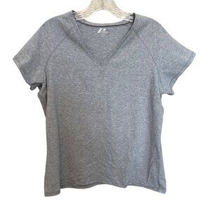 Prospirit Womens Gray Short Sleeve V-Neck Athletic T-Shirt L